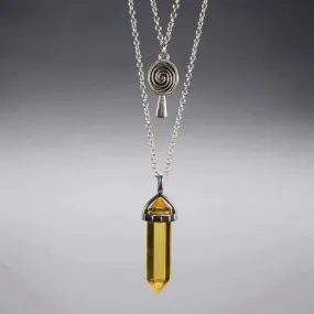 Multi Layer Silver Plated Natural Stone Crystal Opal Pendant Necklace Multilayers Owl Necklaces for Women