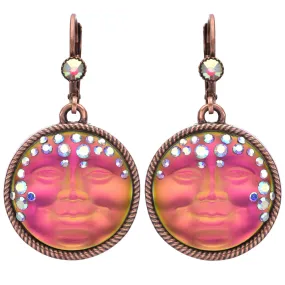 Mystic Goddess Seaview Moon Compass Rose Leverback Earrings (Copper Ox/Mystic Iridis)