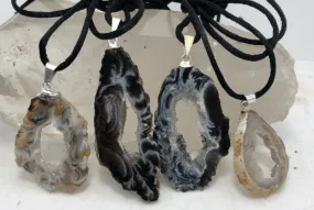 Natural Agate Sliced Crystal Pendant