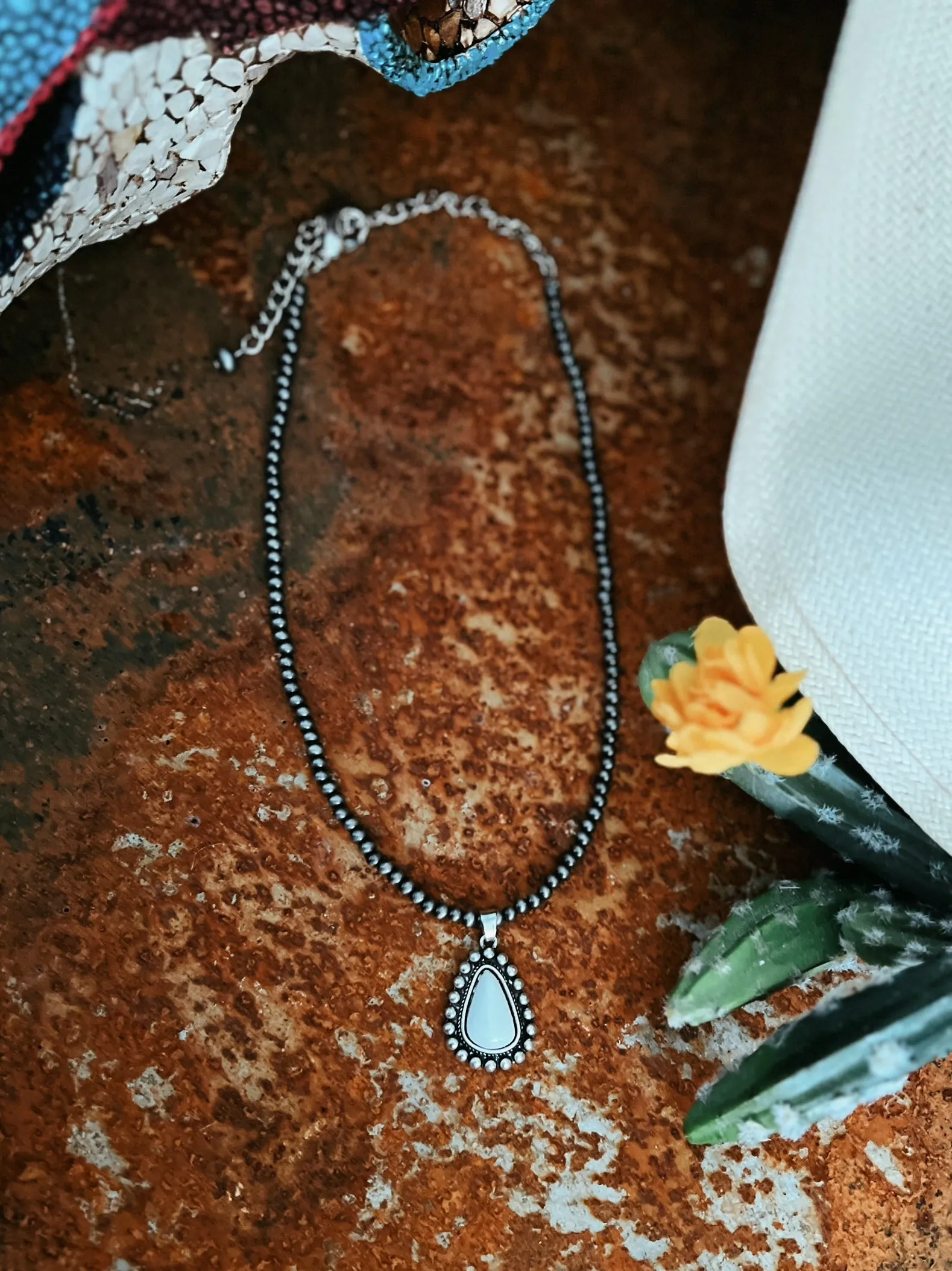Navajo Pearl White Turquoise Necklace
