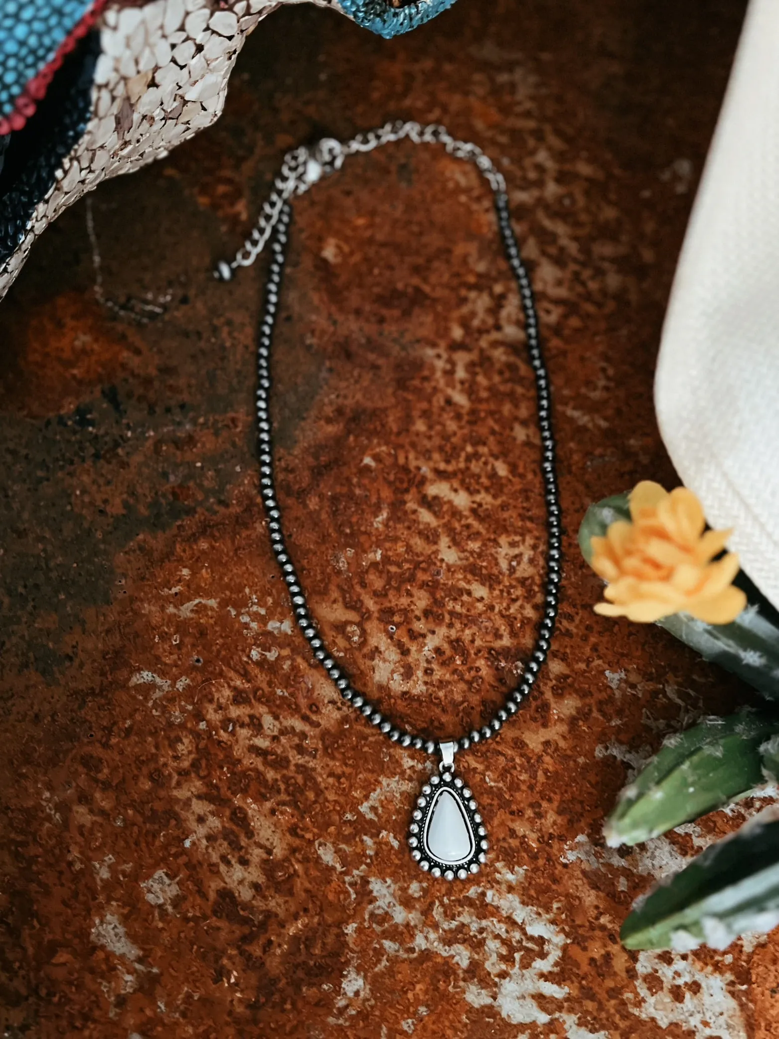 Navajo Pearl White Turquoise Necklace