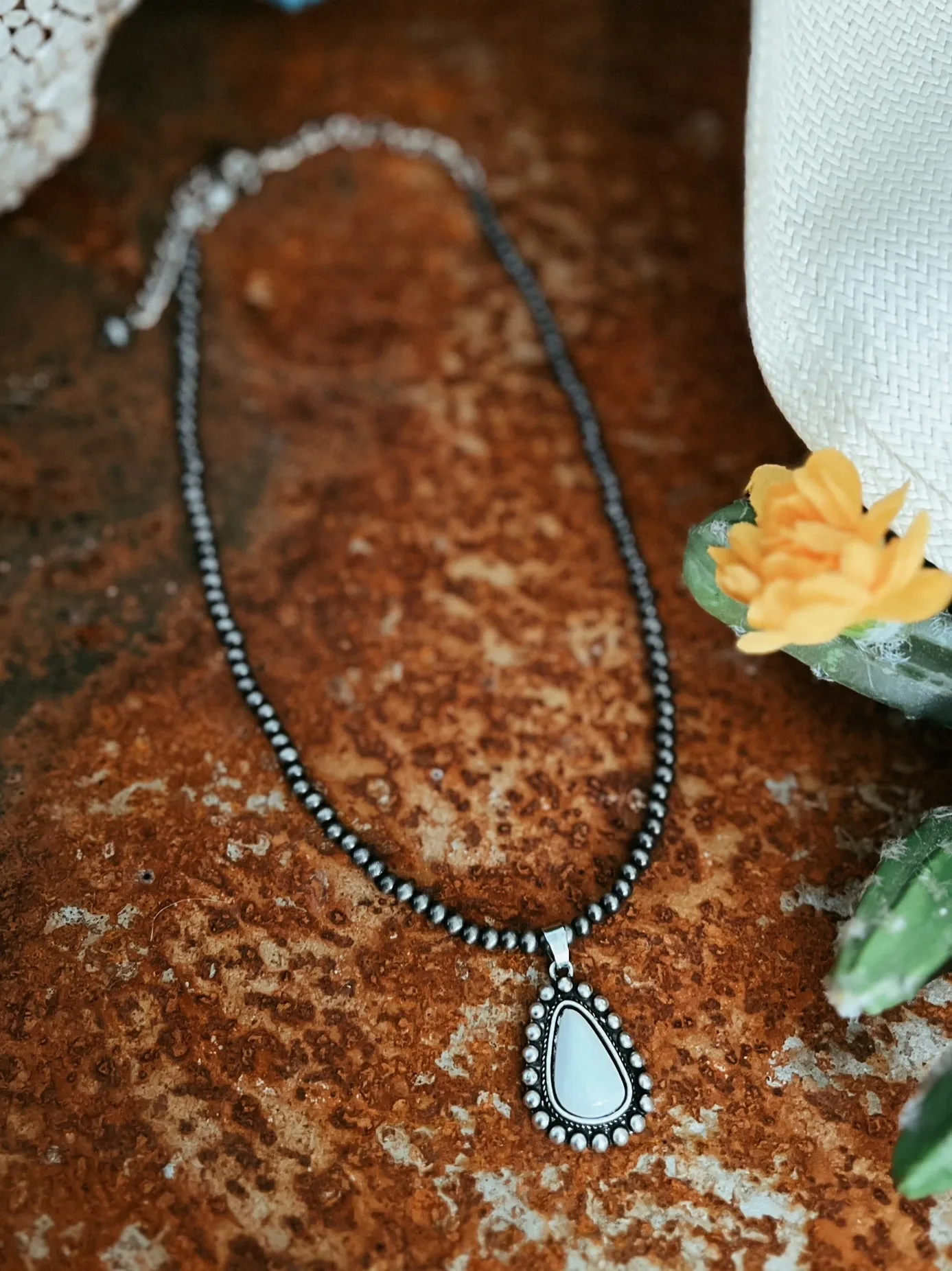 Navajo Pearl White Turquoise Necklace
