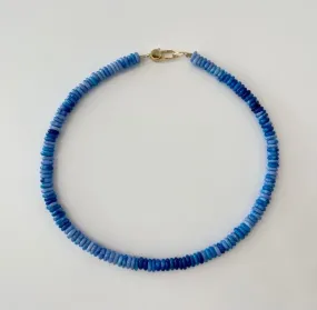Navy Flat Rondelle Opal Necklace