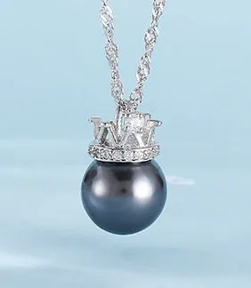 Necklace Pendant Blank Setting Crown Charm 10x16mm Sterling Silver White Gold Fine 925 For One Pearl Prong DIY Jewelry Finding Wholesale 1pc