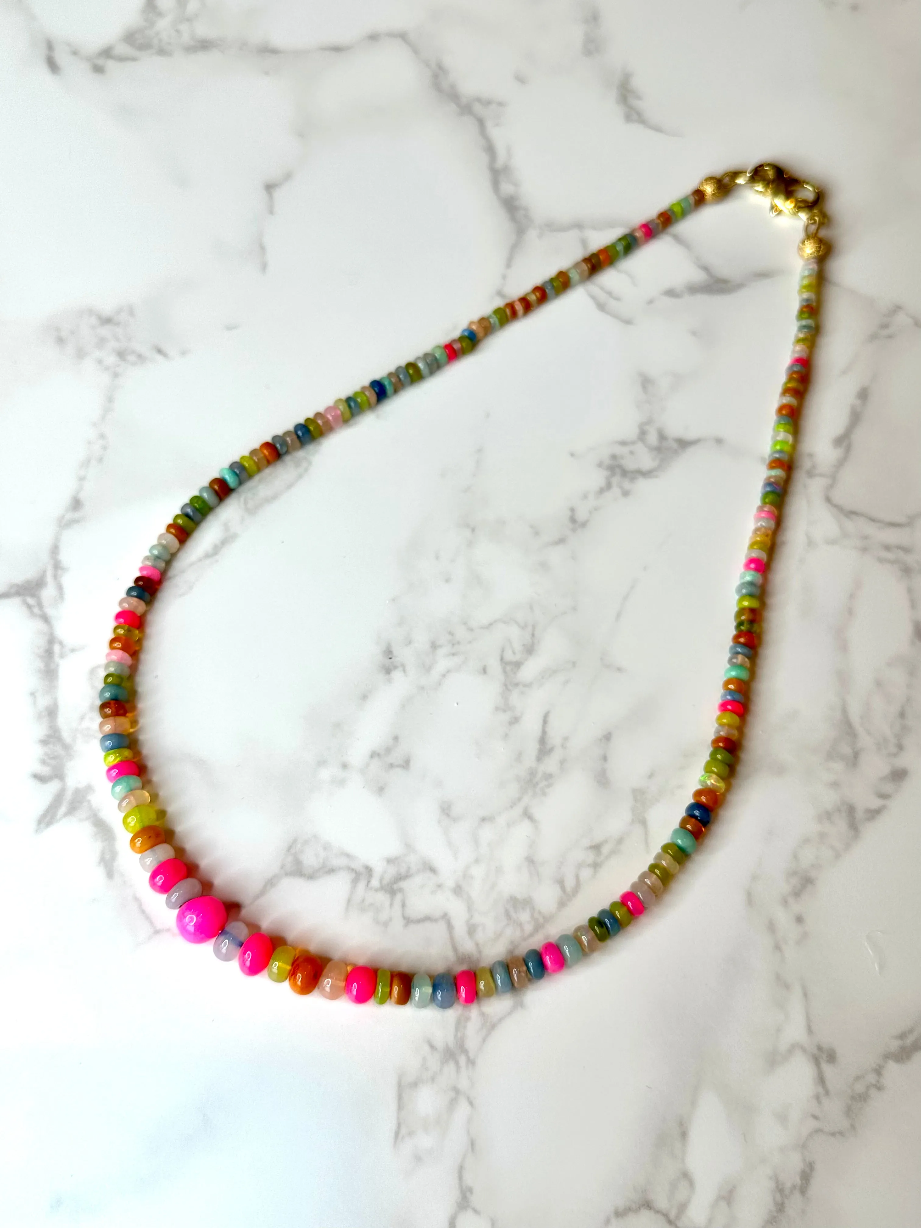Neon Ethiopian Opal Disco Necklace 4