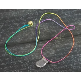 Neon Rainbow Necklace With Rose Quartz Bead With Magnetic Clasp