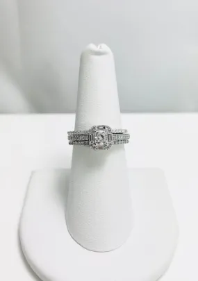 New! 1ctw Natural Diamond 14k White Gold Engagement Ring Set