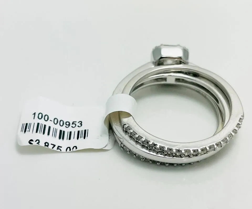 New! 1ctw Natural Diamond 14k White Gold Engagement Ring Set
