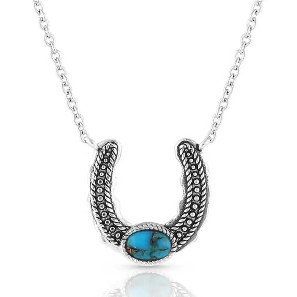 Not Shy Turquoise Horseshoe Necklace.