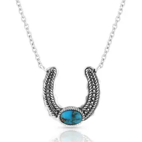 Not Shy Turquoise Horseshoe Necklace.