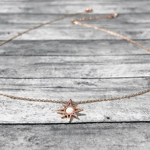 Opal Circle Starburst Necklace (ROSE GOLD OR GOLD)