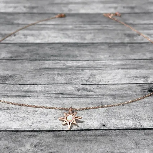 Opal Circle Starburst Necklace (ROSE GOLD OR GOLD)