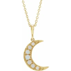 Opal Crescent Moon 16-18" Necklace - Sterling Silver or 14k Gold