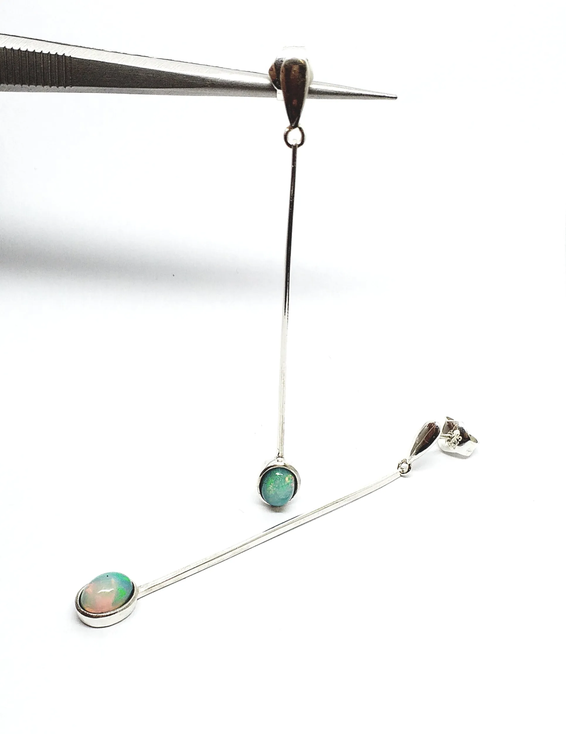 Opal Drop Earrings in 14k white Gold