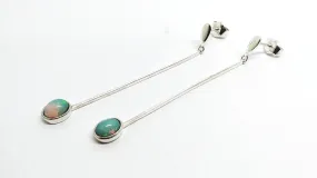 Opal Drop Earrings in 14k white Gold