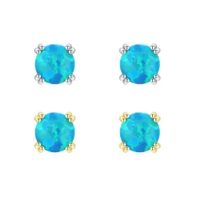 Opal Earrings: Japanese-Inspired S925 Silver Studs for Small and Skinny Ear Holes
