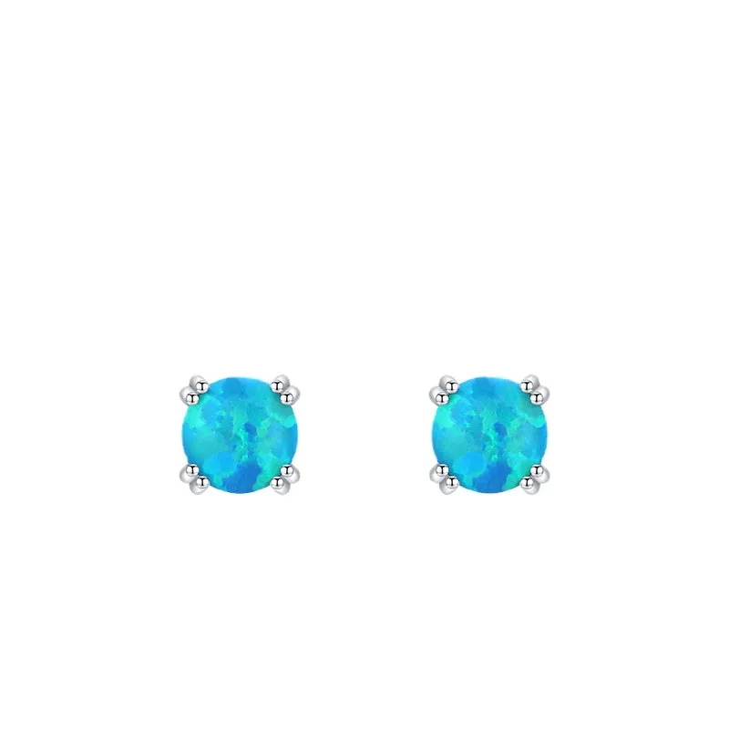 Opal Earrings: Japanese-Inspired S925 Silver Studs for Small and Skinny Ear Holes