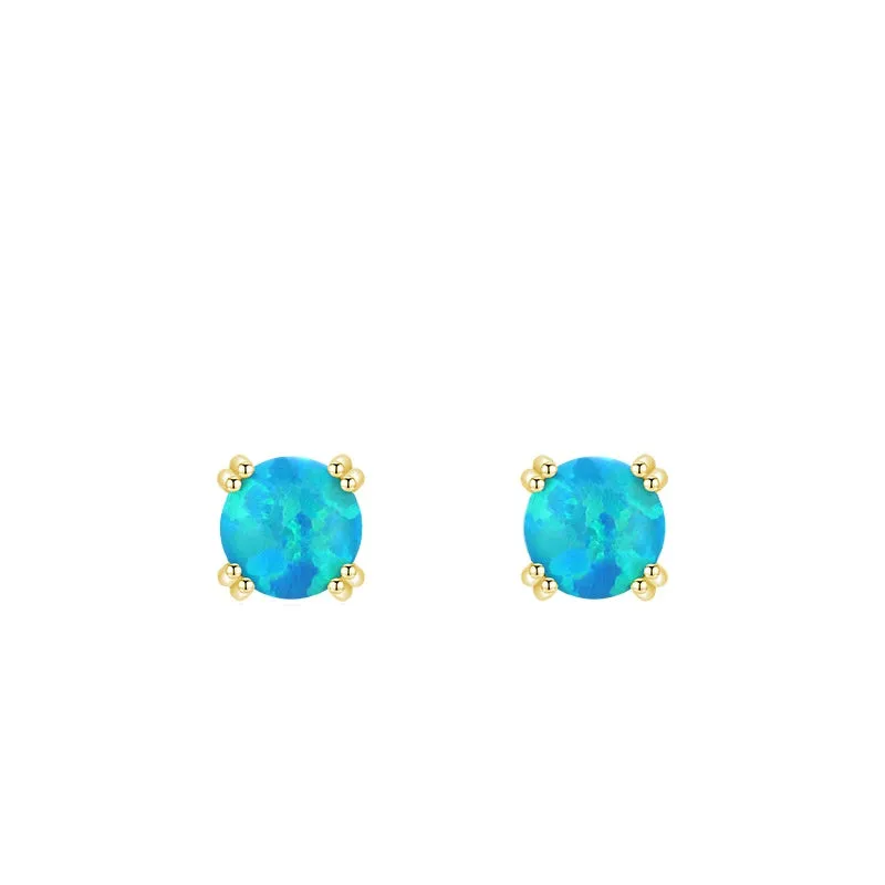 Opal Earrings: Japanese-Inspired S925 Silver Studs for Small and Skinny Ear Holes