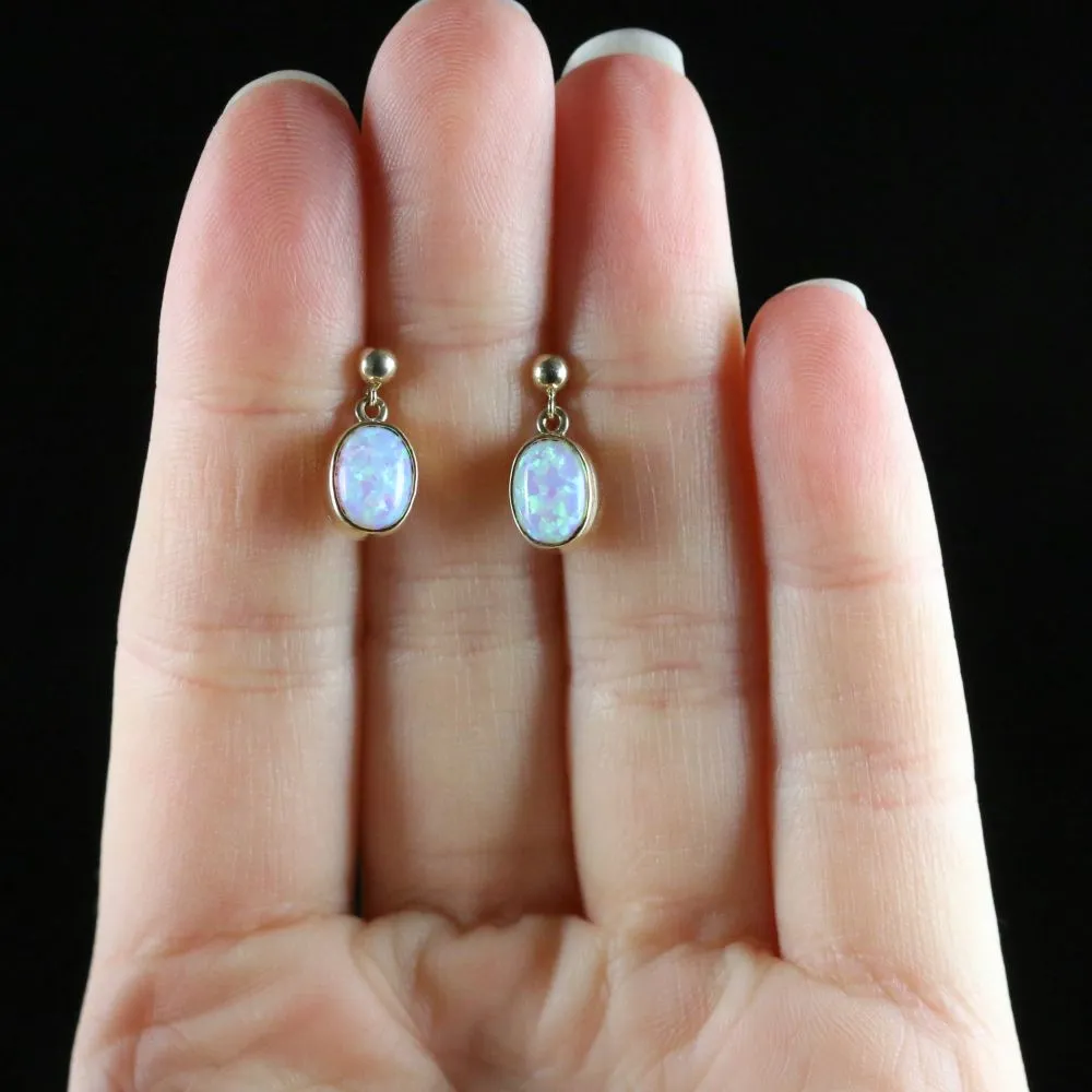 Opal Gold Drop Earrings 9Ct Yellow Gold