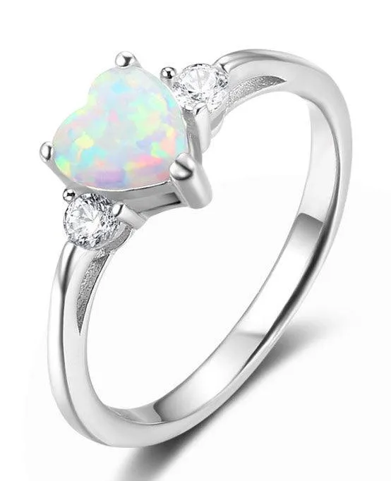 OPAL HEART RING