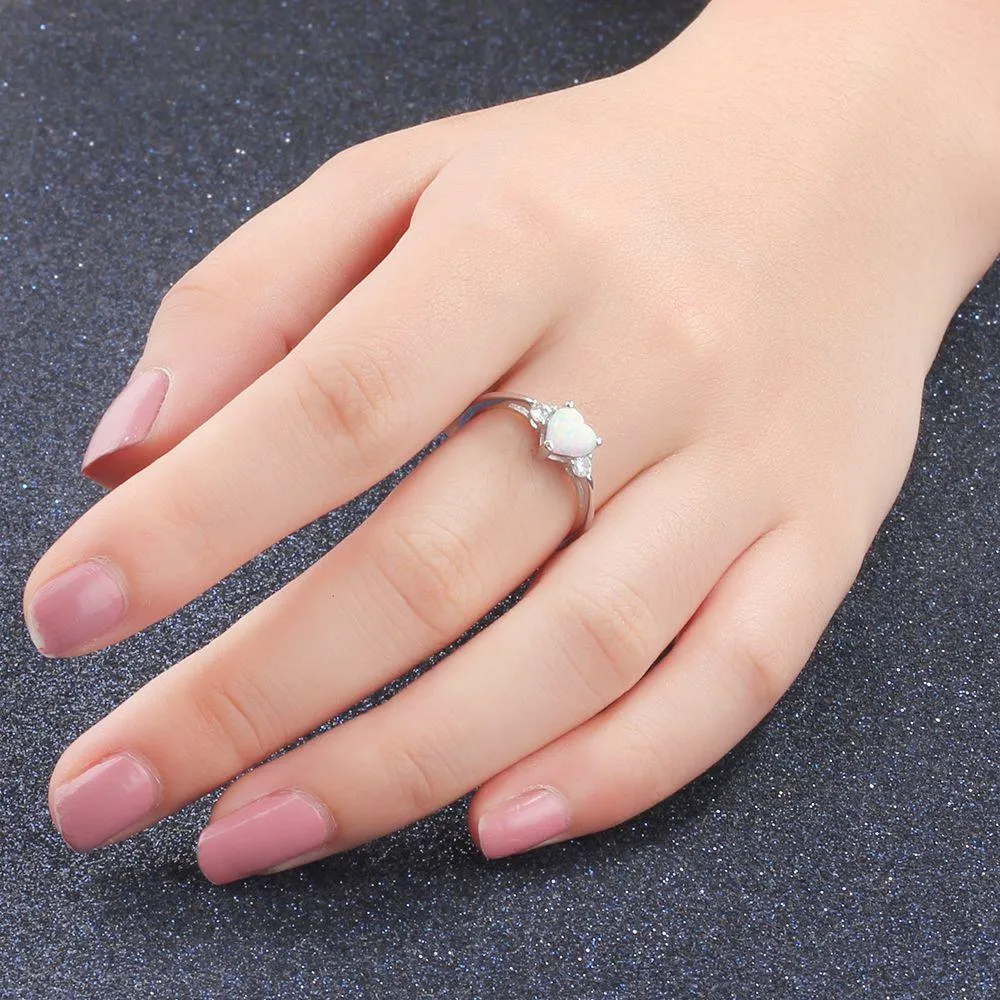 OPAL HEART RING