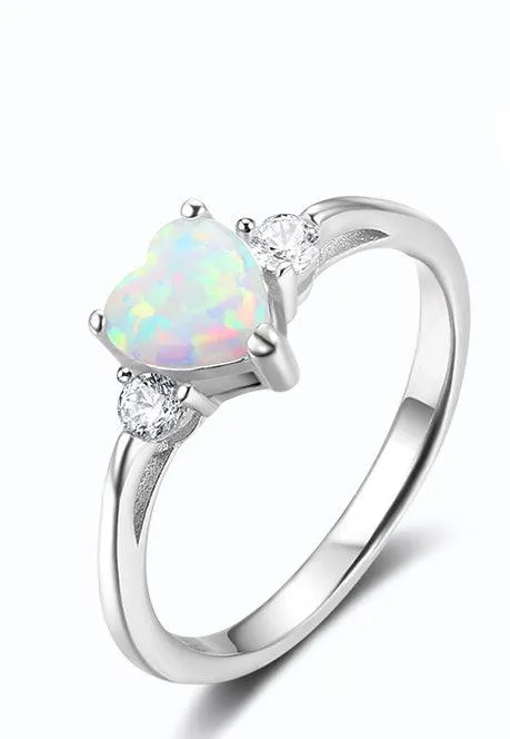 OPAL HEART RING