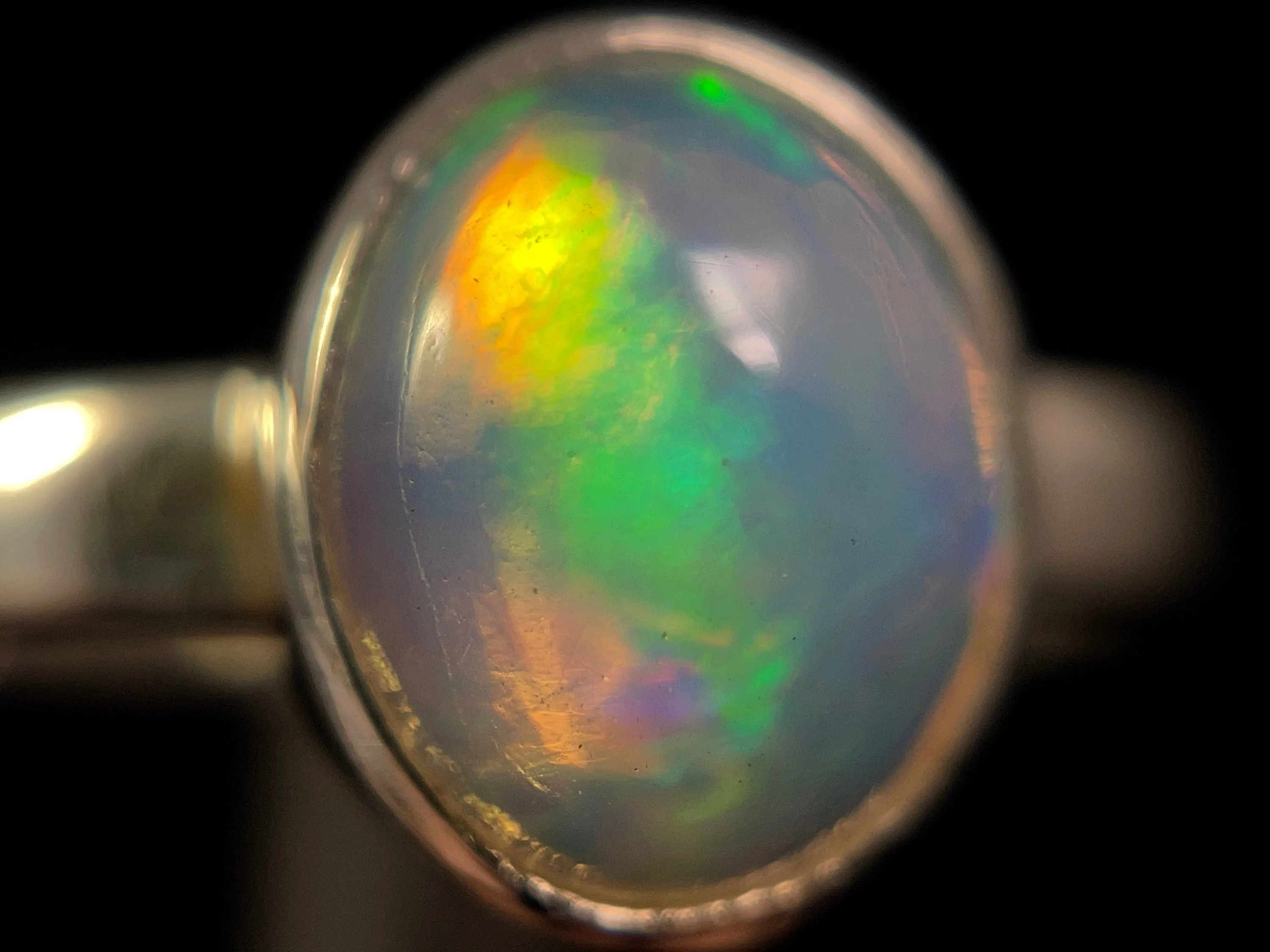 OPAL RING - Sterling Silver, Size 9.5 - Dainty Opal Ring, Opal Jewelry, Welo Opal, 49253