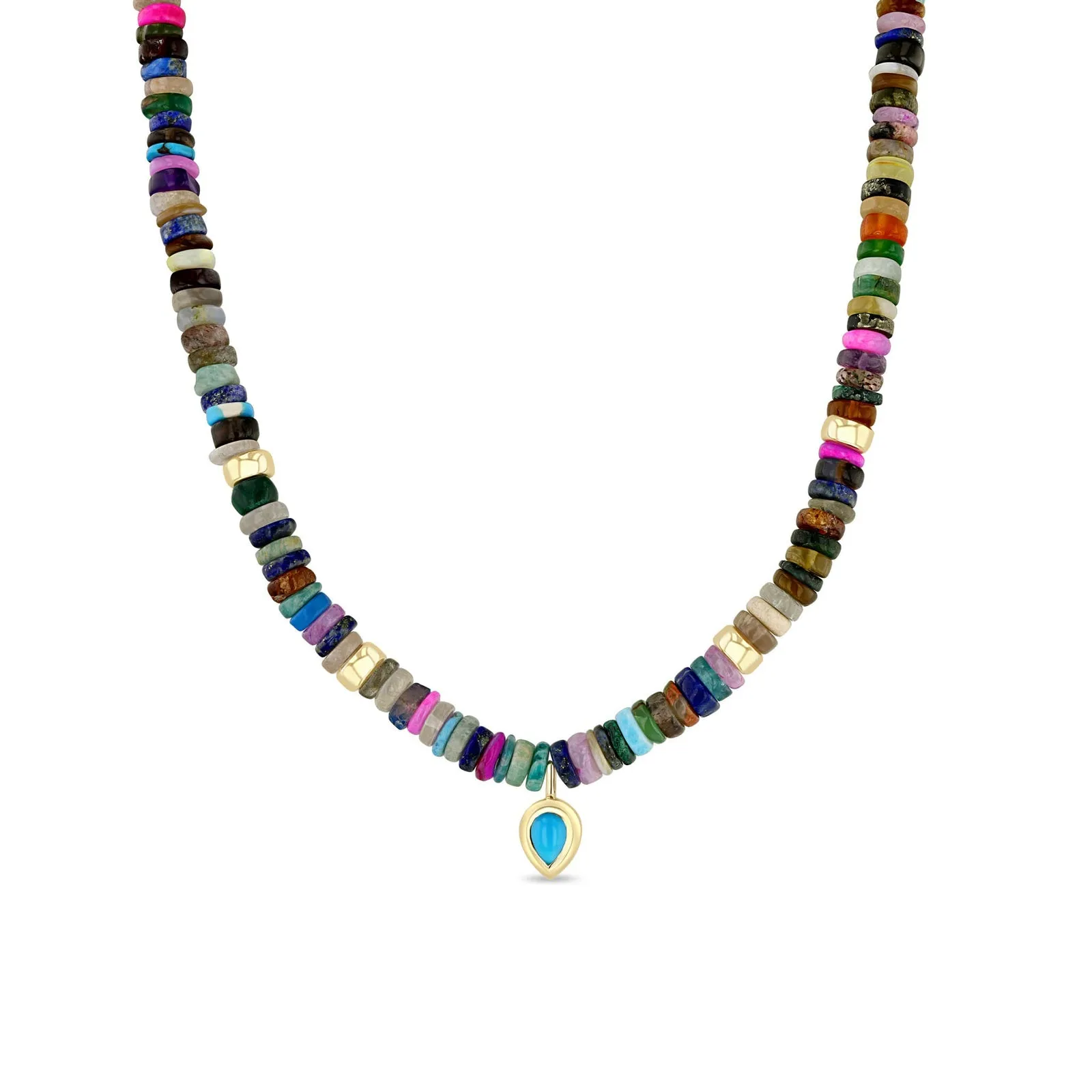Opal Rondelle and Turquoise Necklace