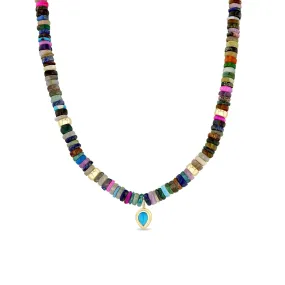 Opal Rondelle and Turquoise Necklace