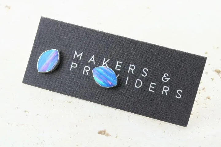 opal stud - seed - blue rose
