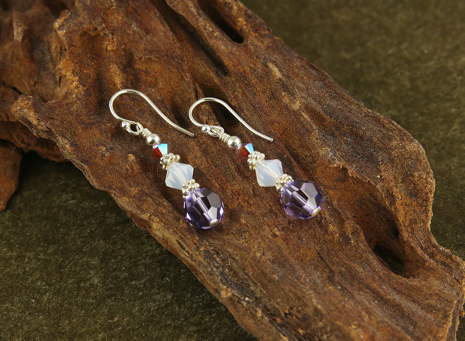 Opal Tanzanite Crystal Beaded Earrings