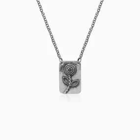 Oxidised Wild-Rose Charm Necklace