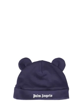 Palm Angels   Logo print cotton jersey hat w/ ears 