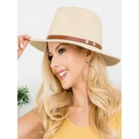PANAMA BRIM HAT WITH LEATHER STRAP
