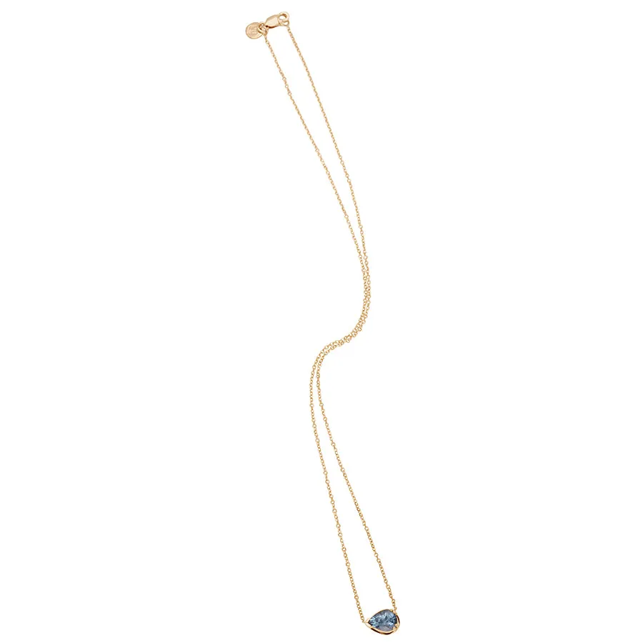Petite Pear Luna Necklace - Yellow Gold & Grey Spinel