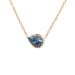 Petite Pear Luna Necklace - Yellow Gold & Grey Spinel