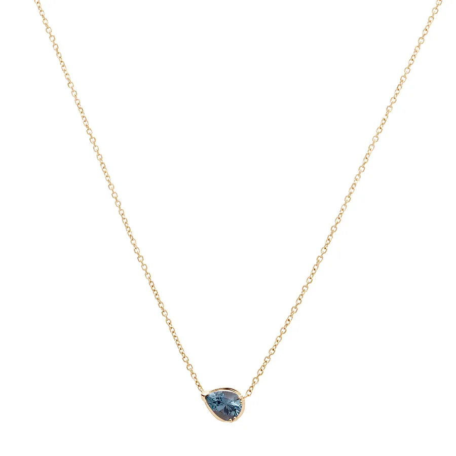 Petite Pear Luna Necklace - Yellow Gold & Grey Spinel