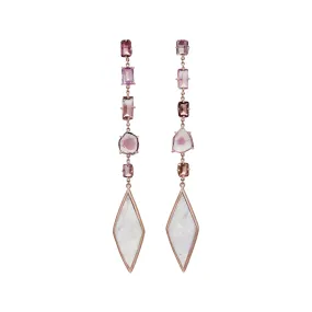 PINK TOURMALINE   MOONSTONE KITE EARRINGS