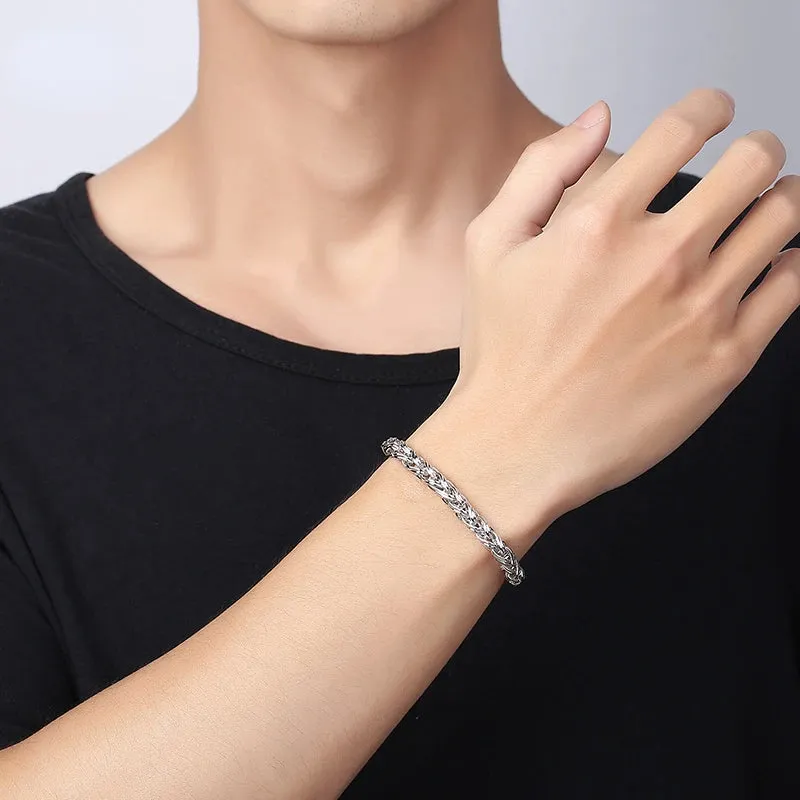 Pt950 Platinum Fried Dough Twist Bracelet Men's White Gold Rope Chain Strong Bracelet