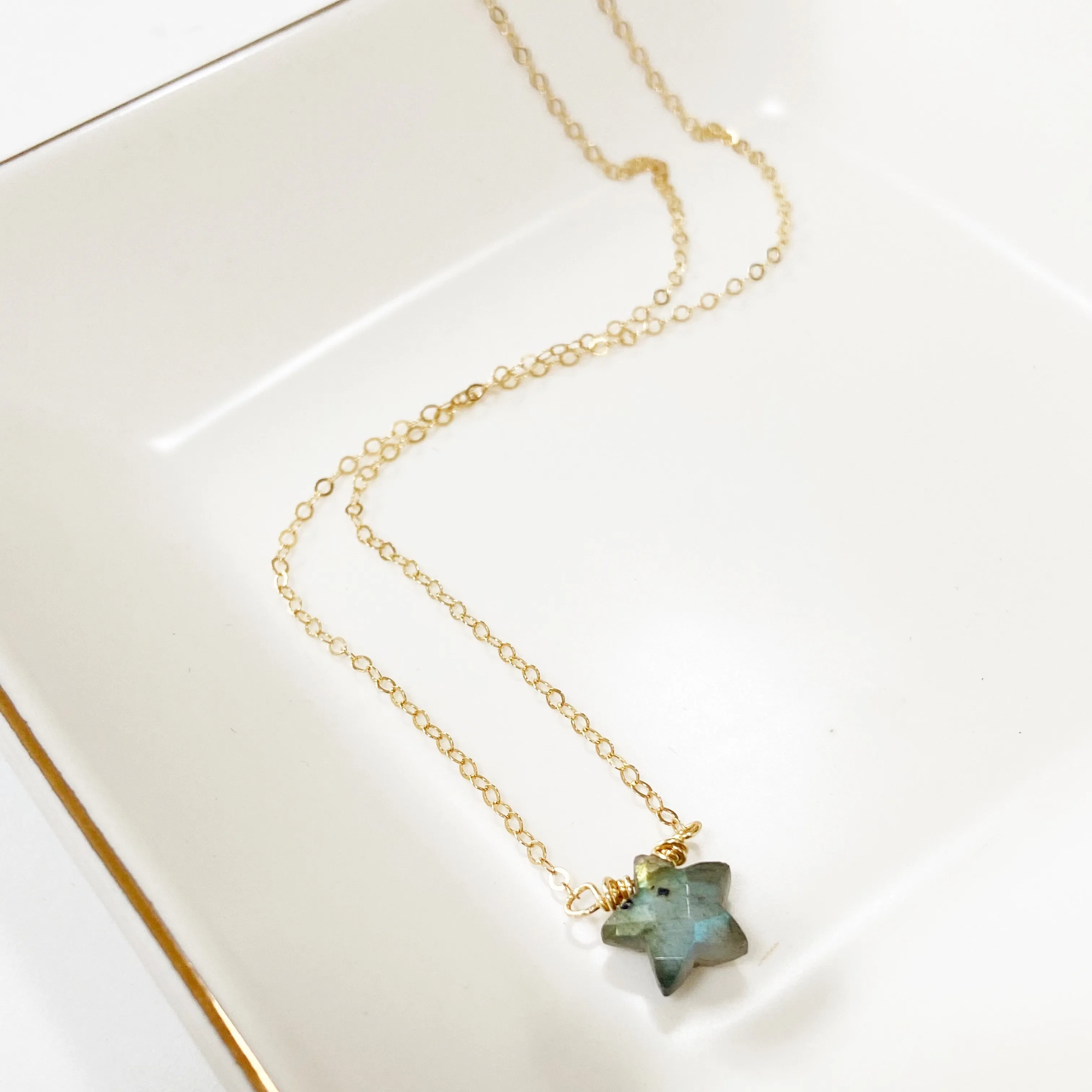 "The Universe" Star Shaped Gemstone Choker in Gold or Silver (16 inches)