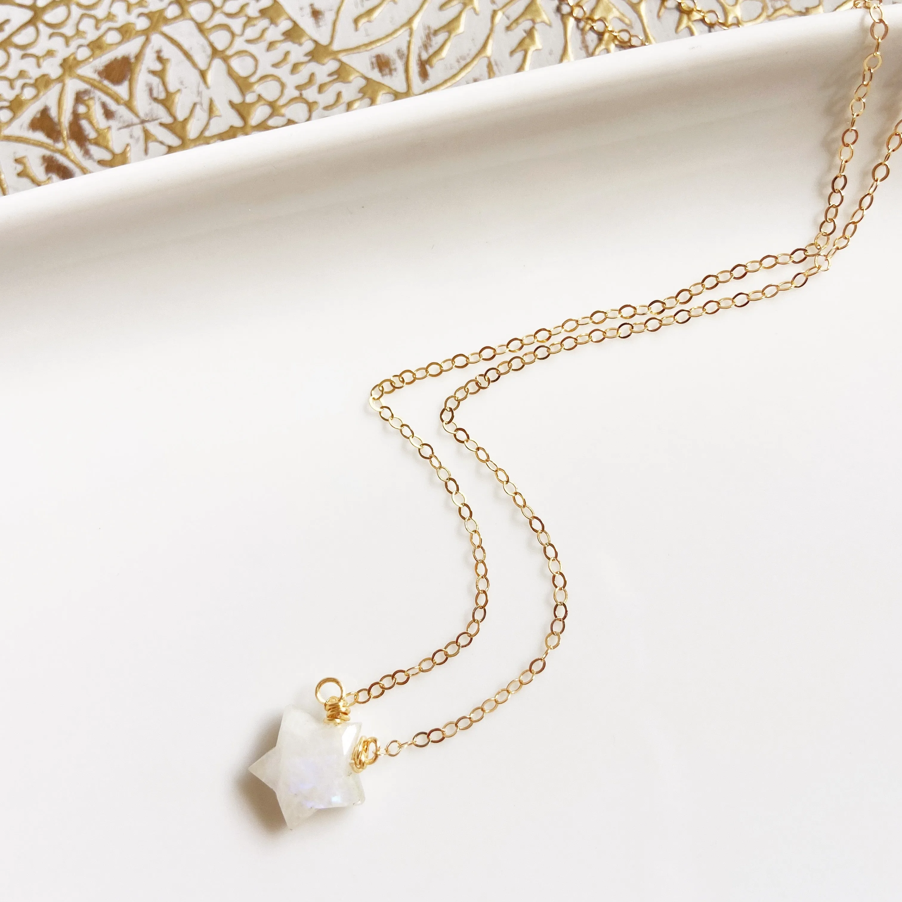 "The Universe" Star Shaped Gemstone Choker in Gold or Silver (16 inches)