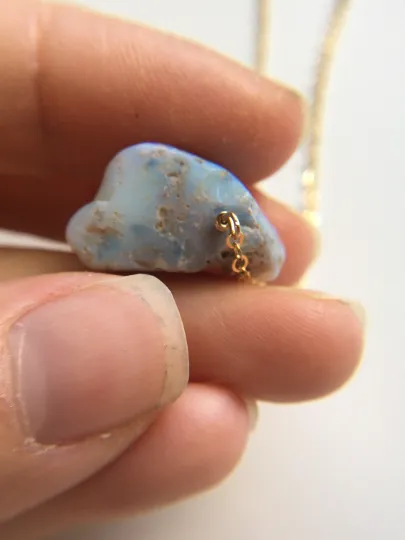 Raw Australian Opal Pendant Necklace 14kt Gold Filled
