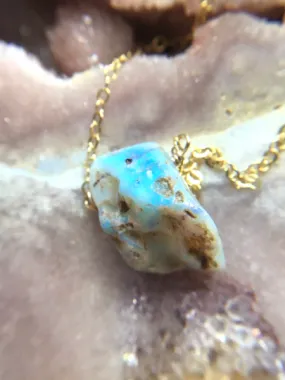 Raw Australian Opal Pendant Necklace 14kt Gold Filled