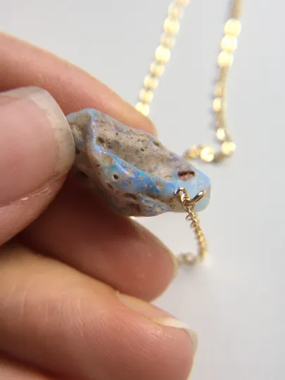 Raw Australian Opal Pendant Necklace 14kt Gold Filled