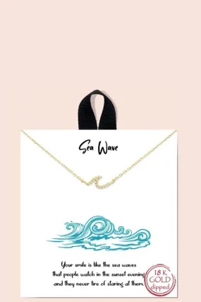 Rhodium Wave Stone Pendant