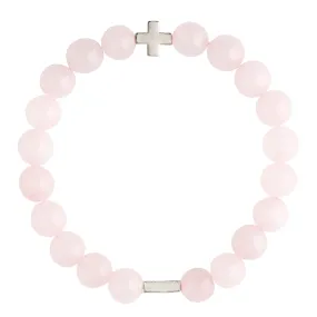 Rose Quartz & Silver Elastic Bracelet