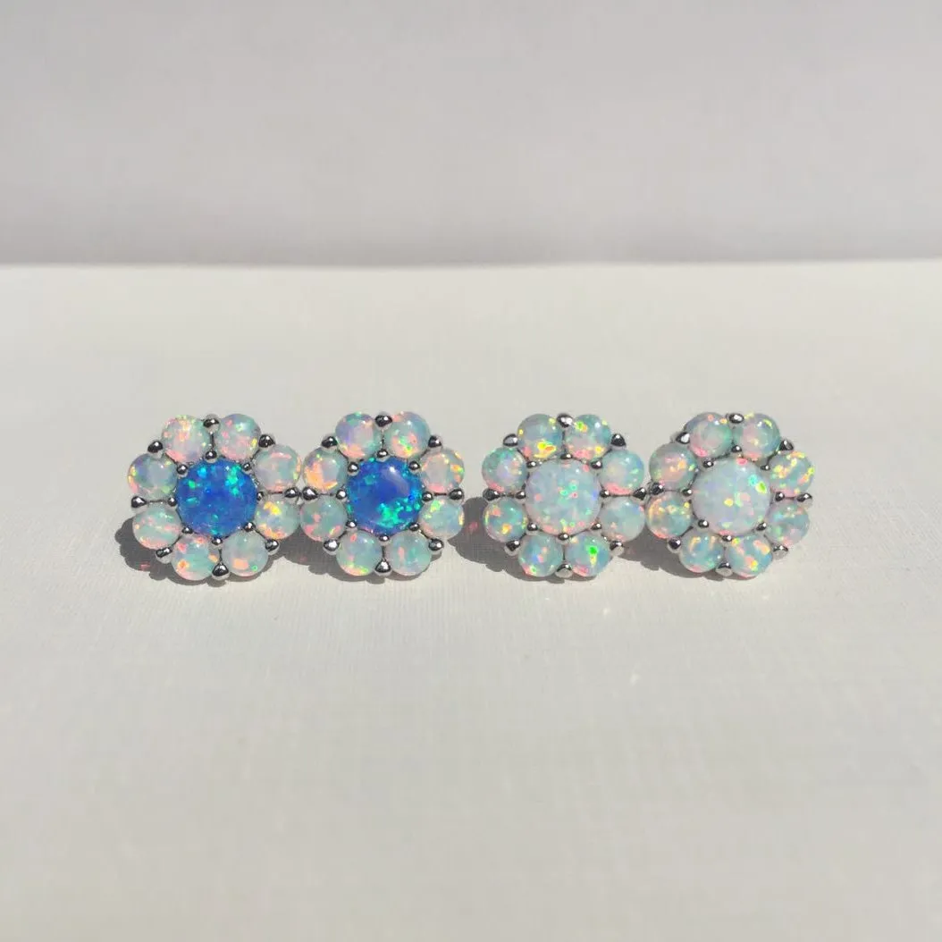 S925 Sterling Silver Opal Flower Earrings Opal Opal Jewelry