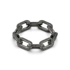 SAXON 18K BLACK GOLD ALL BLACK DIAMOND LARGE CHAIN LINK RING