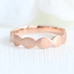 Scalloped Wide Wedding Ring in Solid Gold or Platinum Band