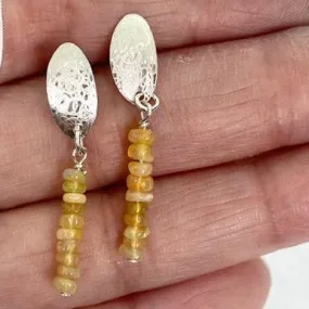 Scribbled oval with Opals Earrings